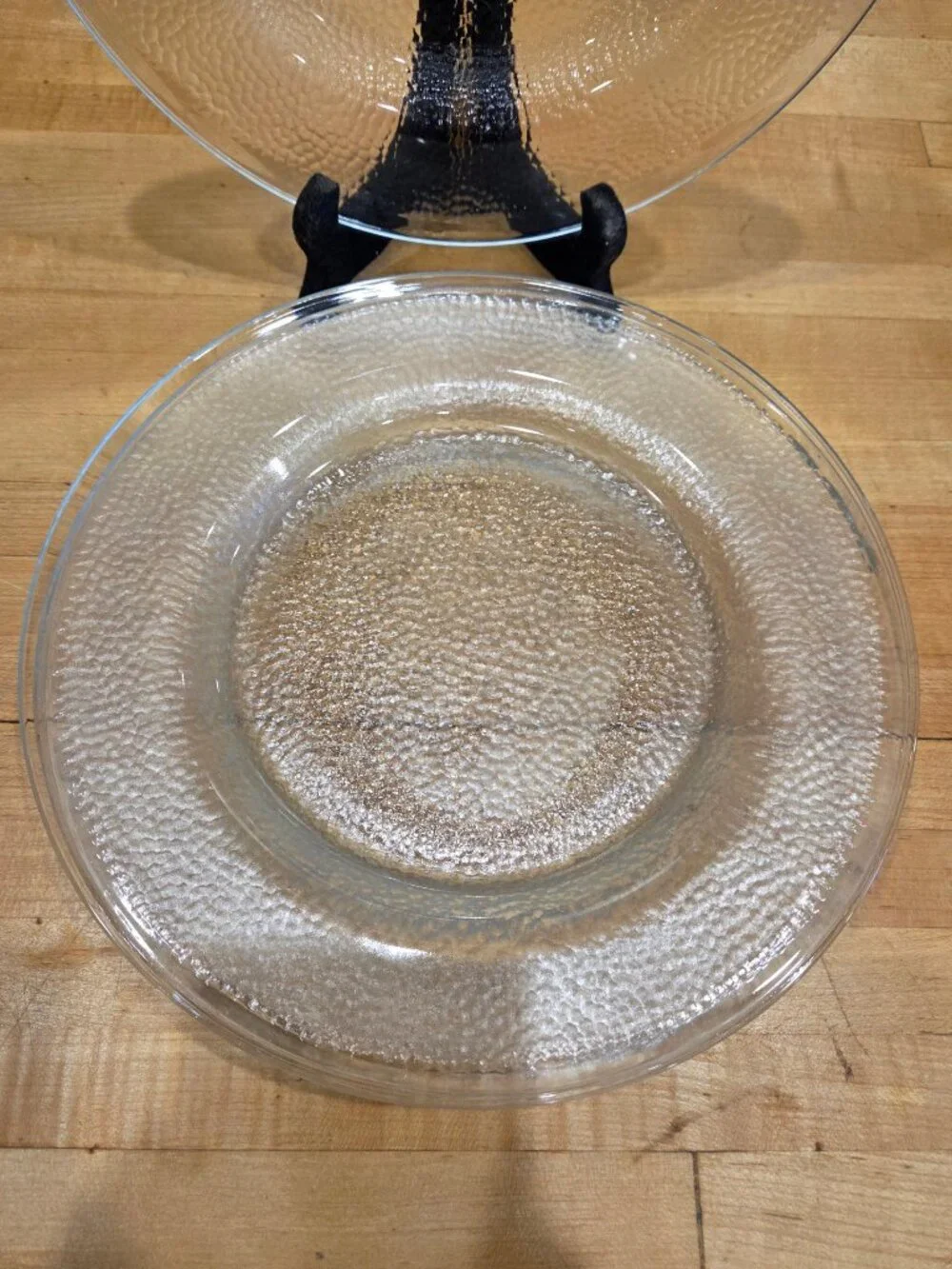 Vintage Indiana Glass Crystal Ice Dinner Plates Set of 4 Clear Bark MCM